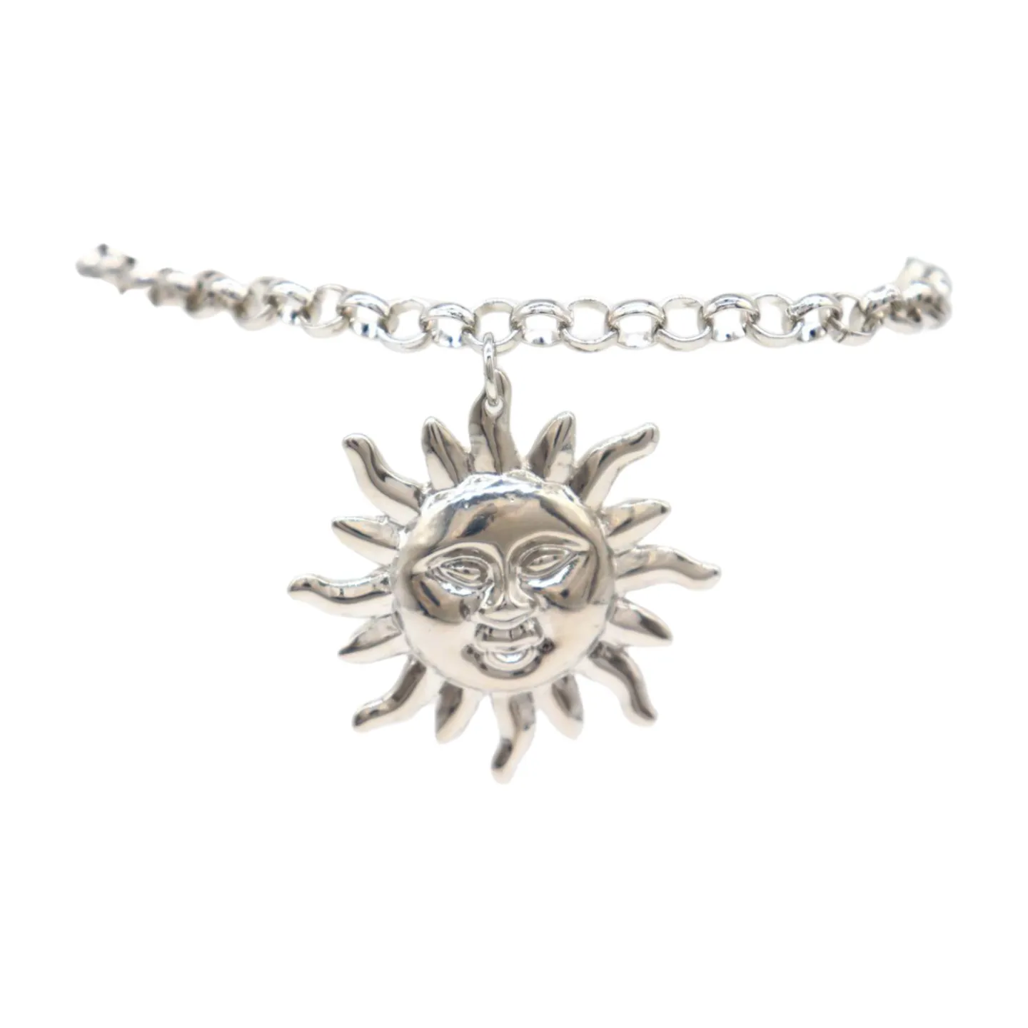 New Women Silver Metal Chain Boot Bracelet Shoe Sun Charm