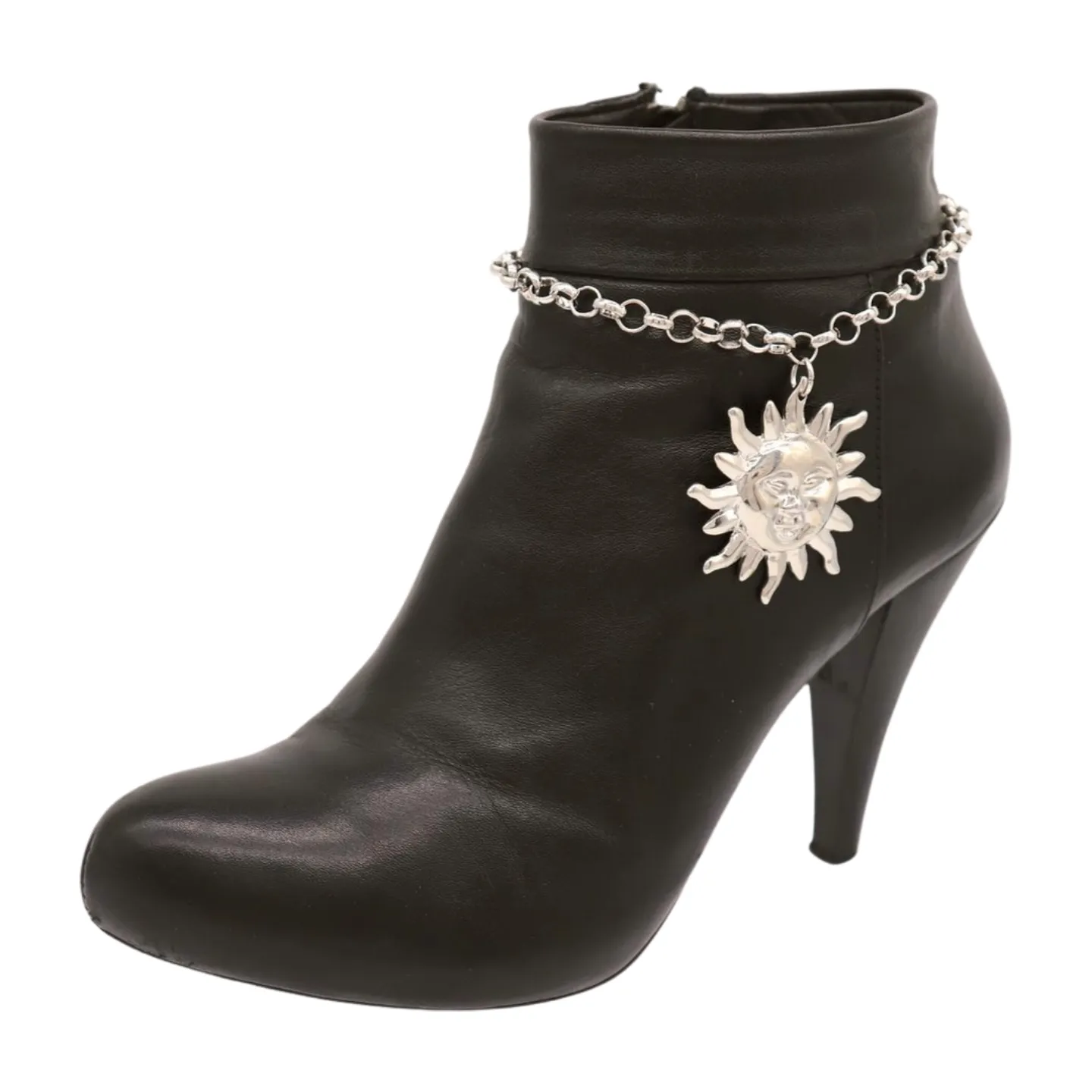 New Women Silver Metal Chain Boot Bracelet Shoe Sun Charm