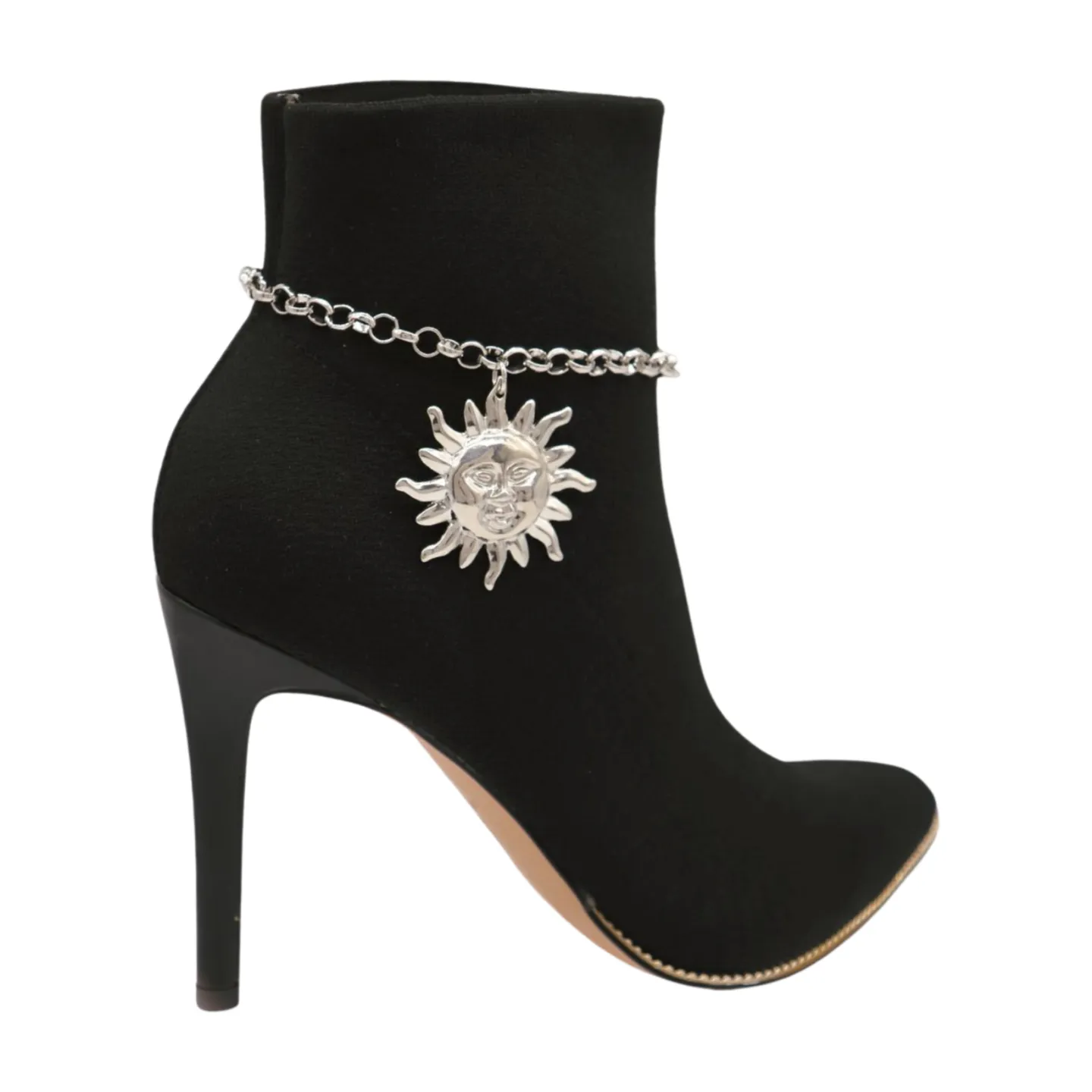 New Women Silver Metal Chain Boot Bracelet Shoe Sun Charm