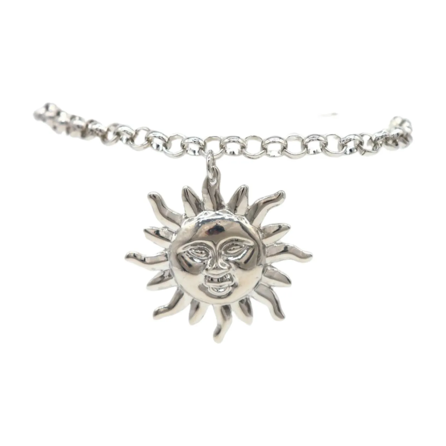 New Women Silver Metal Chain Boot Bracelet Shoe Sun Charm