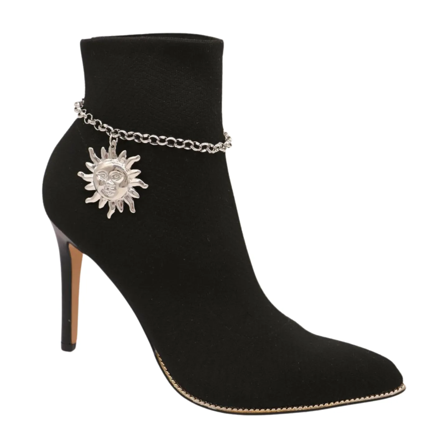 New Women Silver Metal Chain Boot Bracelet Shoe Sun Charm
