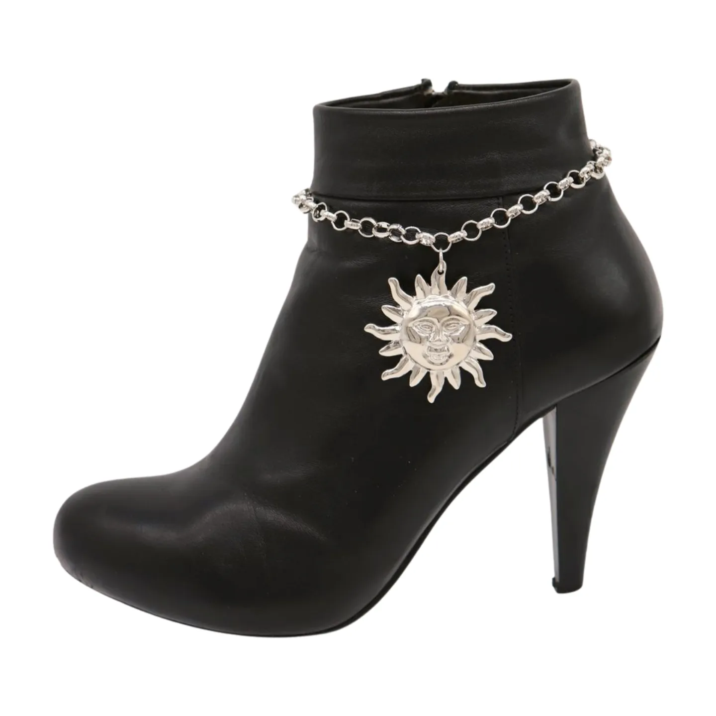New Women Silver Metal Chain Boot Bracelet Shoe Sun Charm