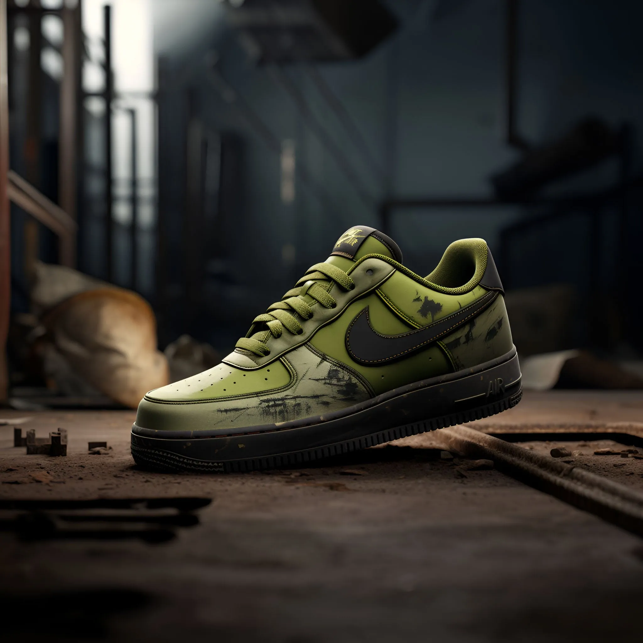 Nike Air Force 1 Custom Sneakers | Dystopian | Green