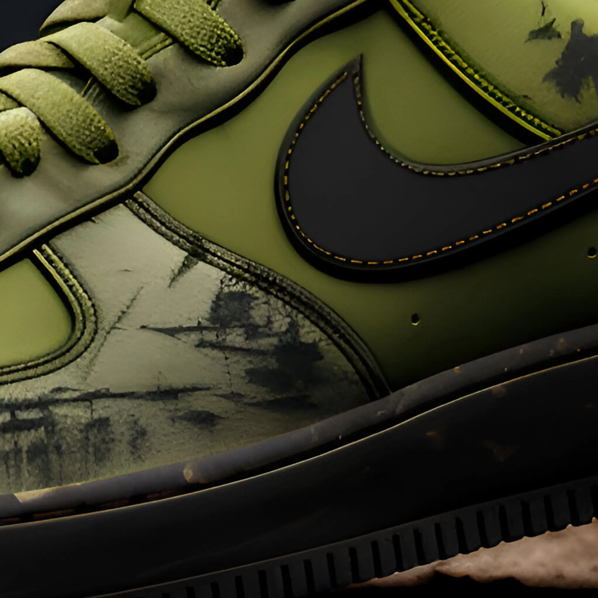 Nike Air Force 1 Custom Sneakers | Dystopian | Green