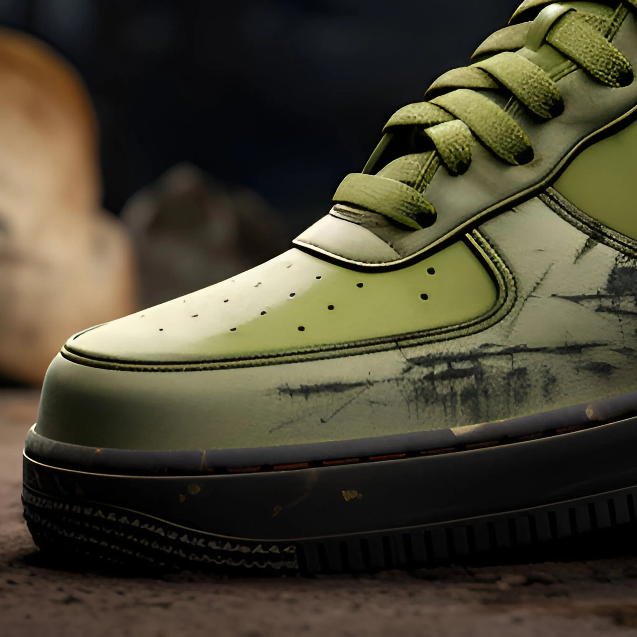 Nike Air Force 1 Custom Sneakers | Dystopian | Green