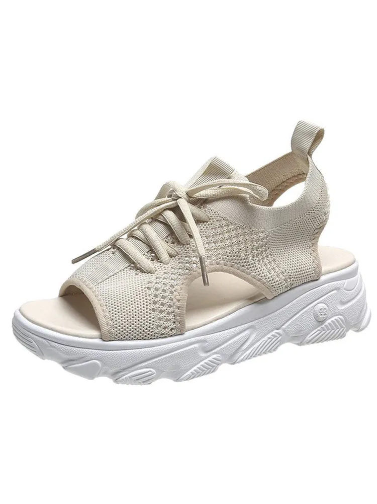 Open Toe Knitted Platform Sandals