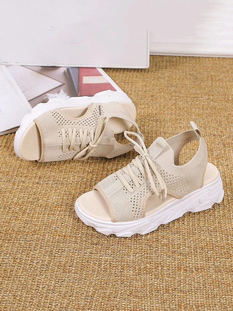 Open Toe Knitted Platform Sandals