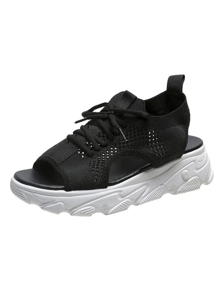 Open Toe Knitted Platform Sandals