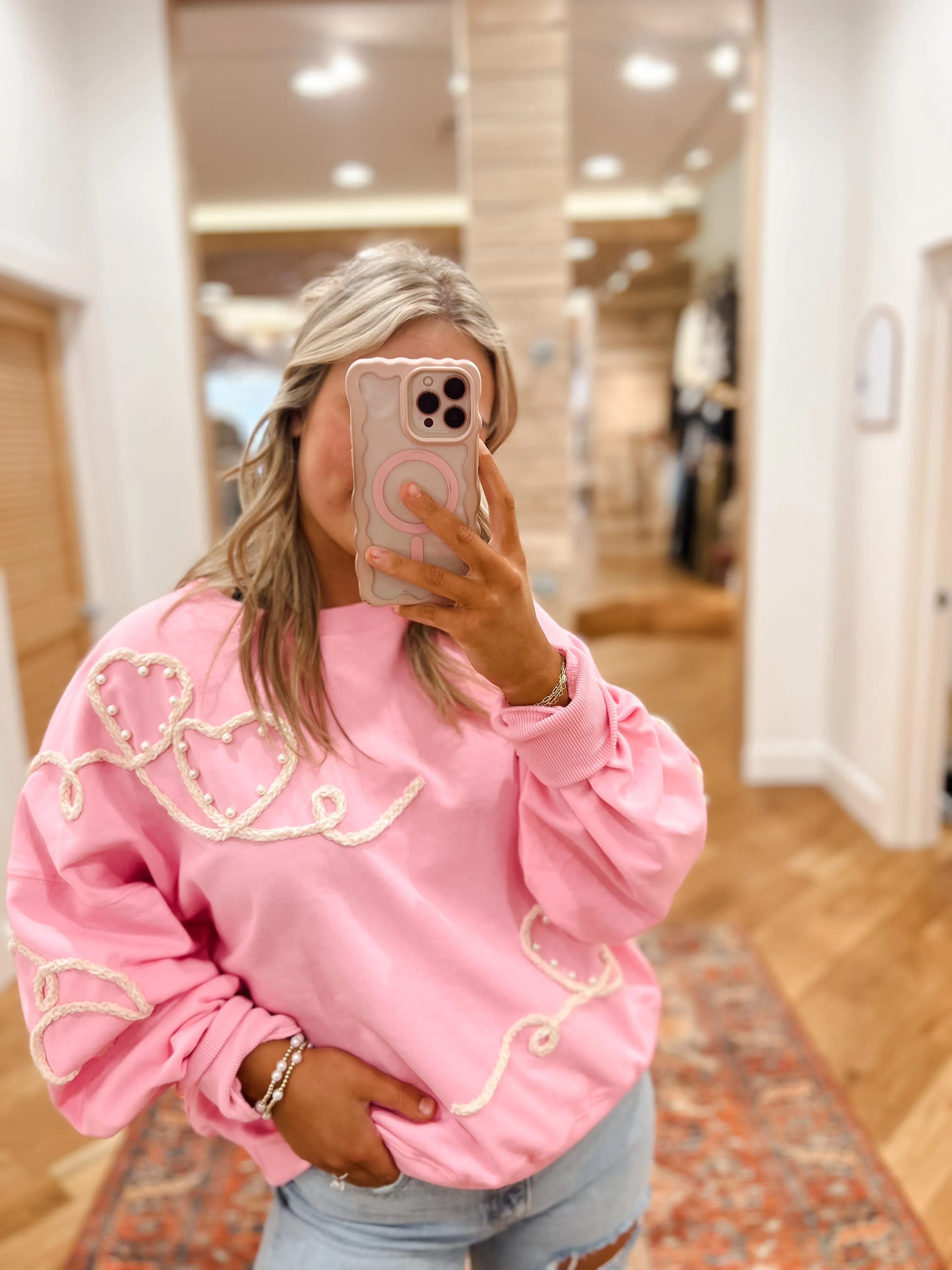 Pearlie Heart Pink Sweatshirt