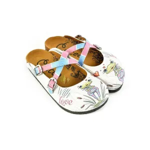 Pink, Blue Colored Striped and Love Frog Patterned Clogs - WCAL148