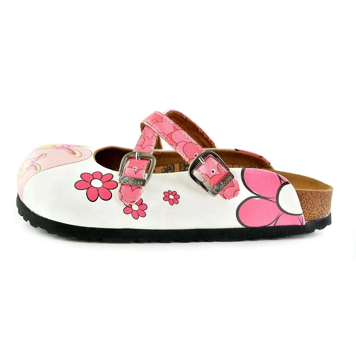Pink Colored Love Patterned, Grey and Orange Cute Rabbit Patterned Clogs - WCAL137