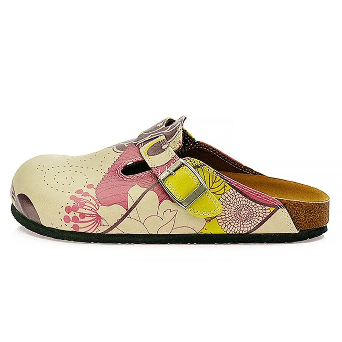 Pink, Cream, Purple and Cute Owl and Colorful Flowers Patterned Clogs - CAL317