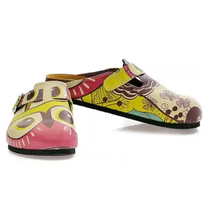 Pink, Cream, Purple and Cute Owl and Colorful Flowers Patterned Clogs - CAL317