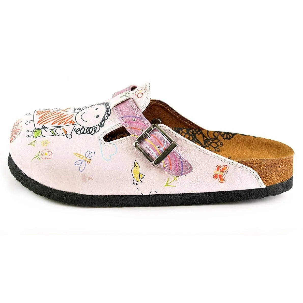 Purple and White Colored, Patterned and Mom and Kids Patterned Clogs - WCAL354