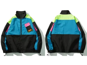 "OXAO" Veste Coupe Vent Bleu Rétro Streetwear - URB1™