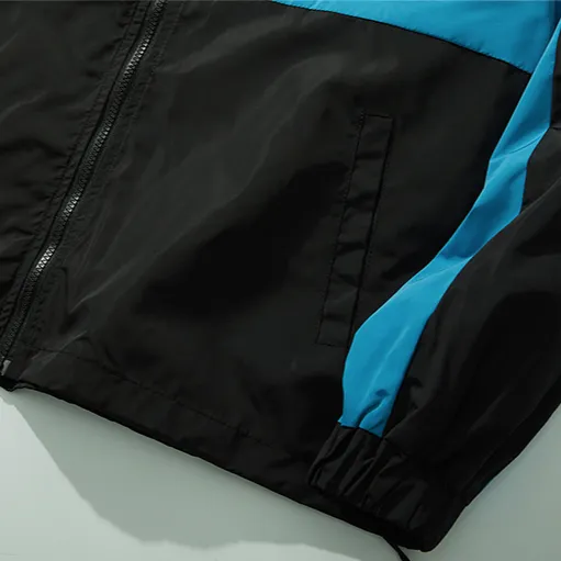 "OXAO" Veste Coupe Vent Bleu Rétro Streetwear - URB1™