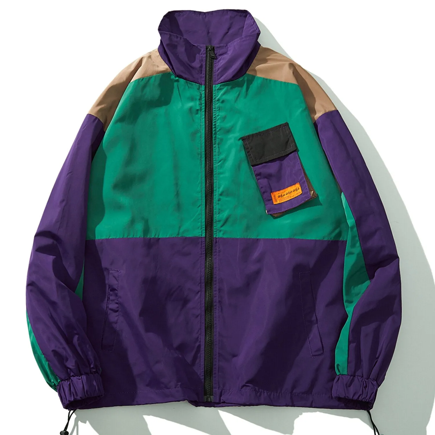 "OXAO" Veste Coupe Vent Bleu Rétro Streetwear - URB1™
