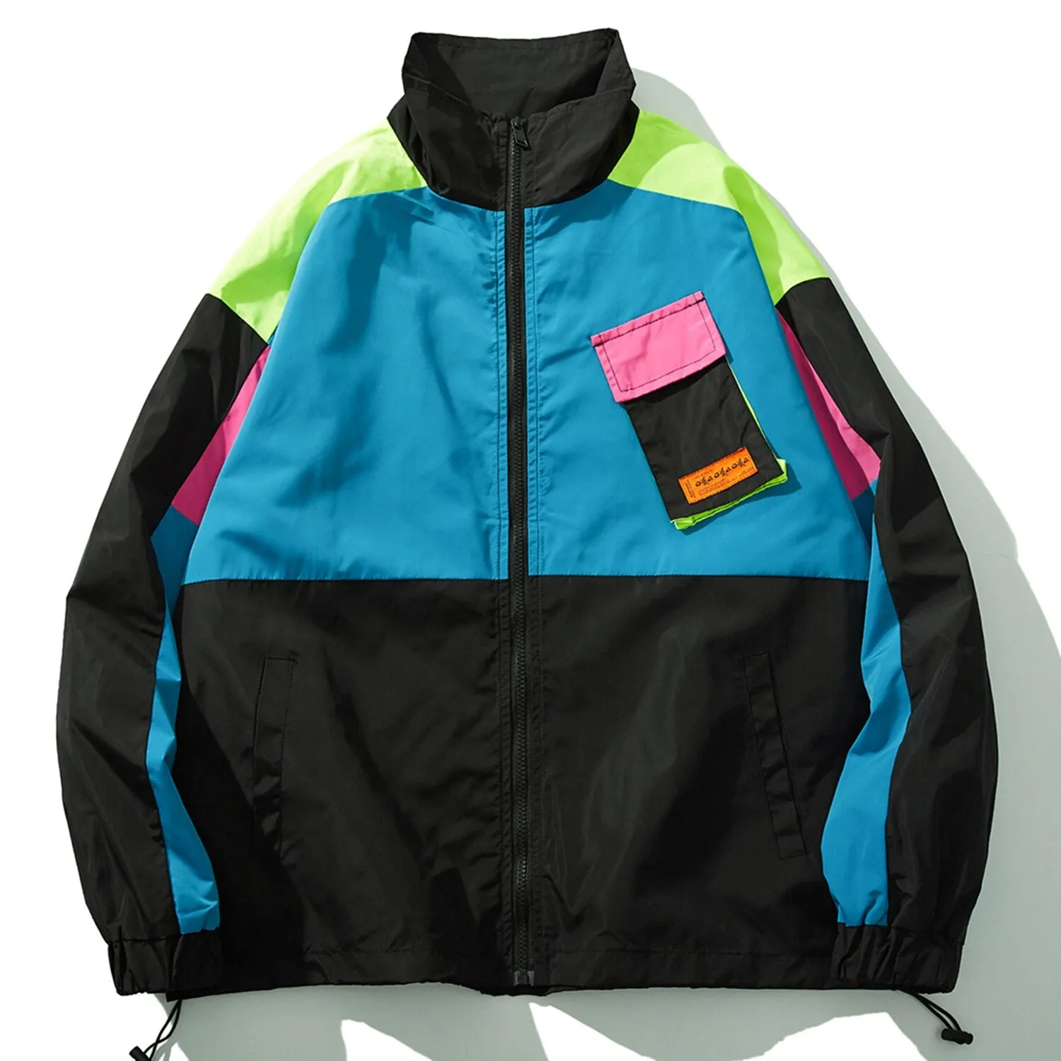 "OXAO" Veste Coupe Vent Bleu Rétro Streetwear - URB1™