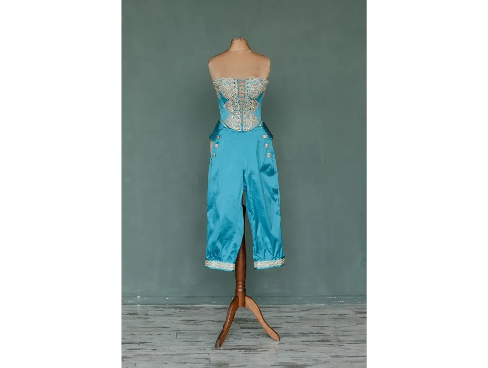 Renaissance dress with pantaloons and open skirt