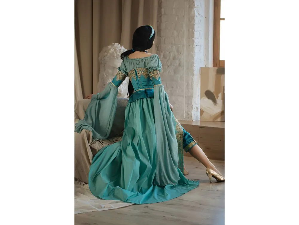 Renaissance dress with pantaloons and open skirt