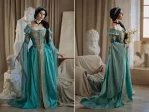 Renaissance dress with pantaloons and open skirt