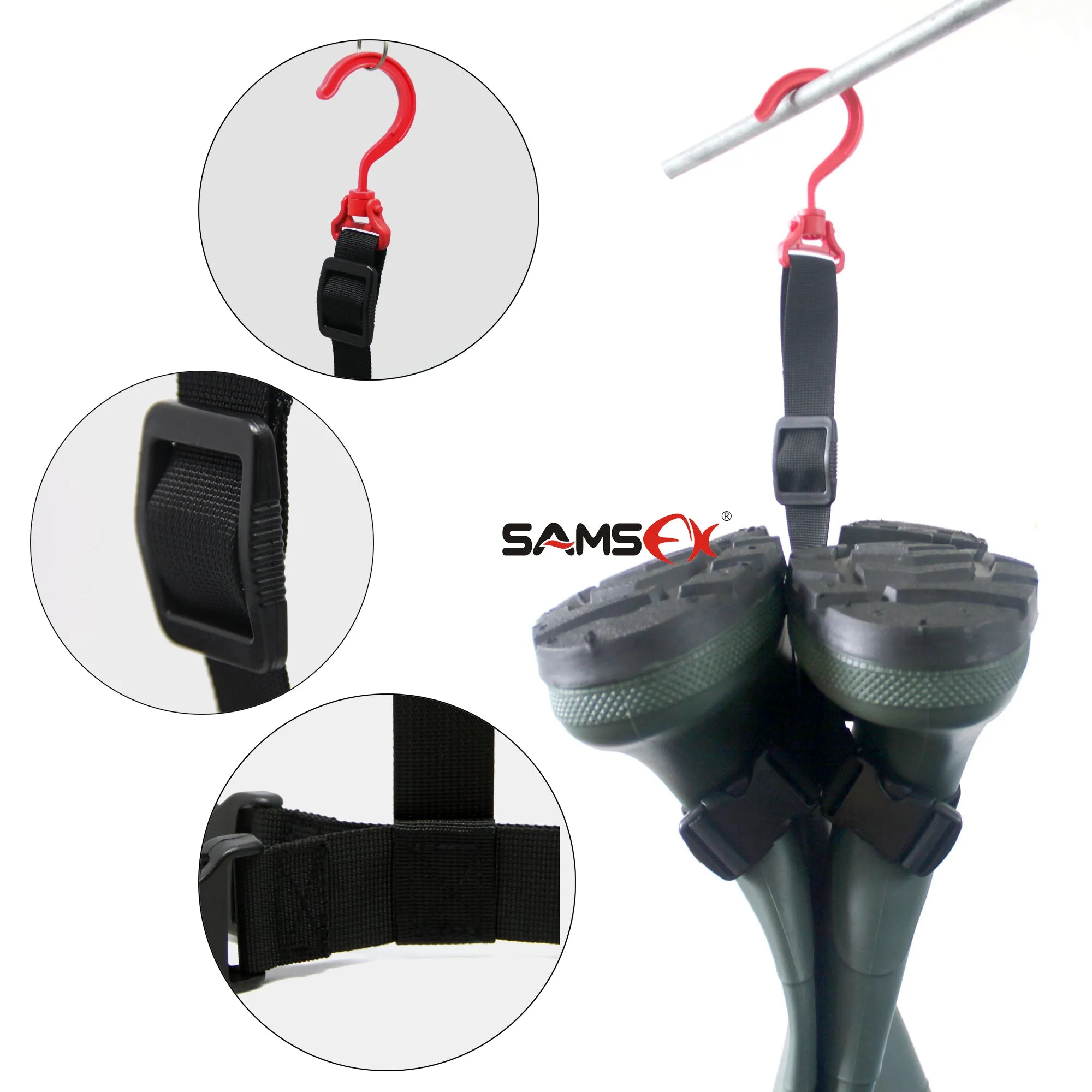 SAMSFX Fishing Wader Boot Hanger Strap Belt for Drying Wader Rack Storage