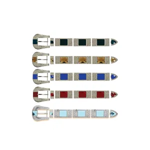Single Stone Silver Buckle Set