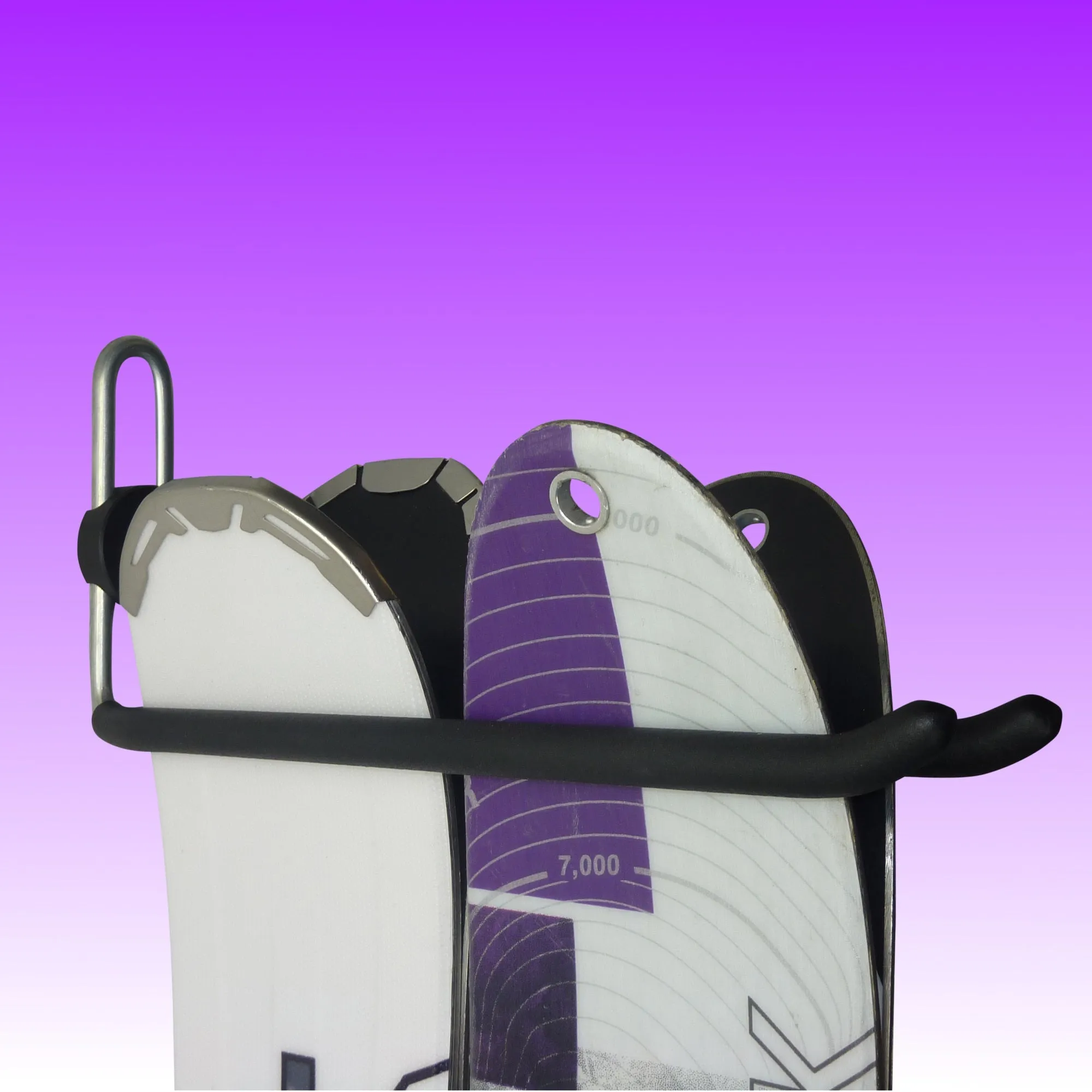 Ski wall rack and snowboard wall storage for up to 12 pairs of skis or 6 snowboards