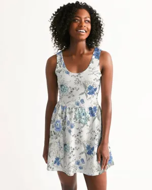 SMF Soft Floral Feminine Scoop Neck Skater Dress