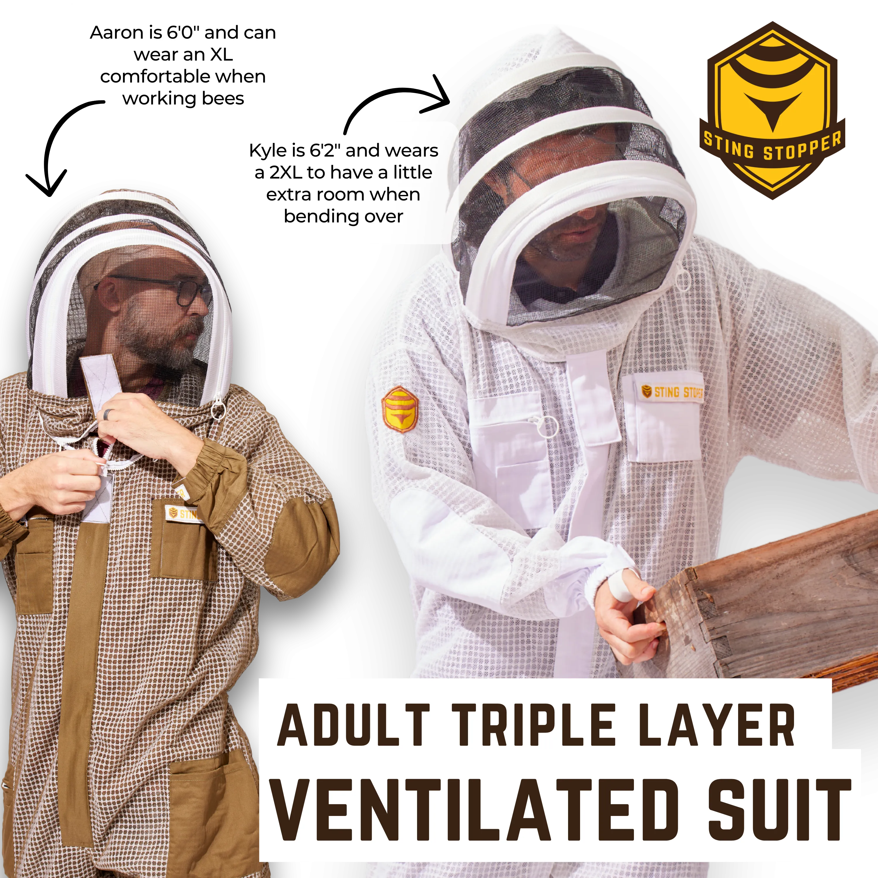 Sting Stopper Professional Ventilated Beekeeping Suit - Beekeeper White