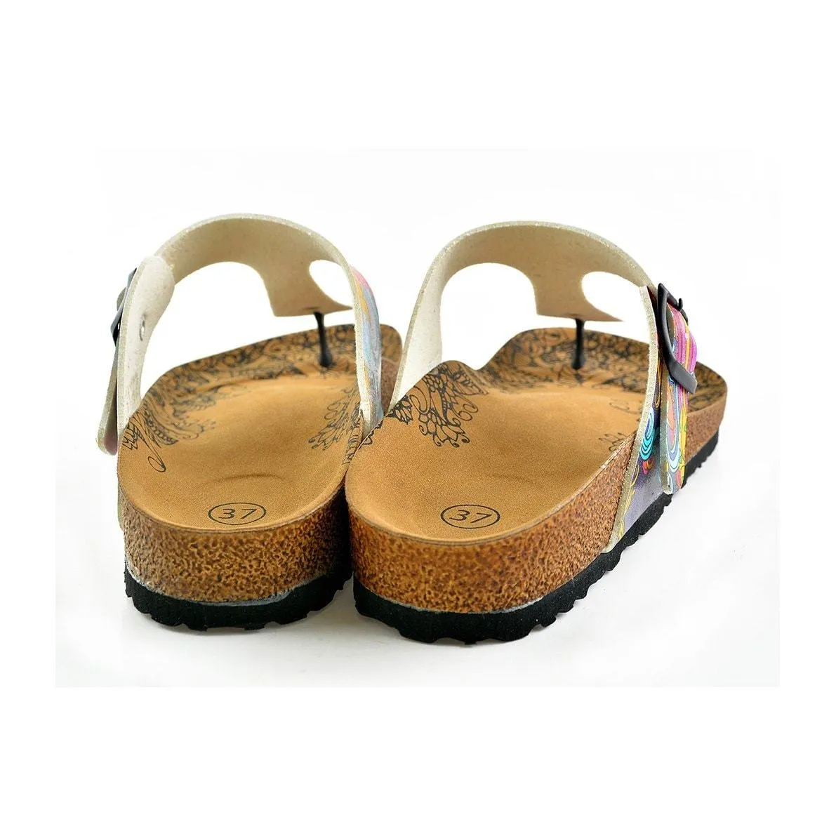 Summer Written, Purple, Colored Mixed Pattern and Yellow Sun Patterned Sandal - CAL507