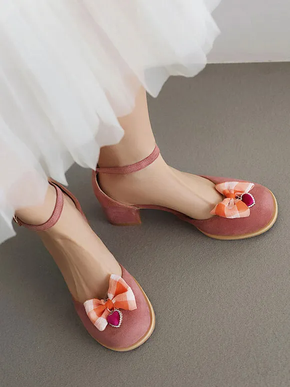 Sweet Lolita Sandals Bows Round Toe PU Leather Pink Lolita Summer Shoes