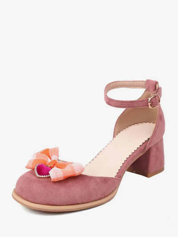 Sweet Lolita Sandals Bows Round Toe PU Leather Pink Lolita Summer Shoes