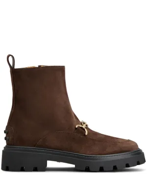 Tod's logo-plaque suede ankle boots