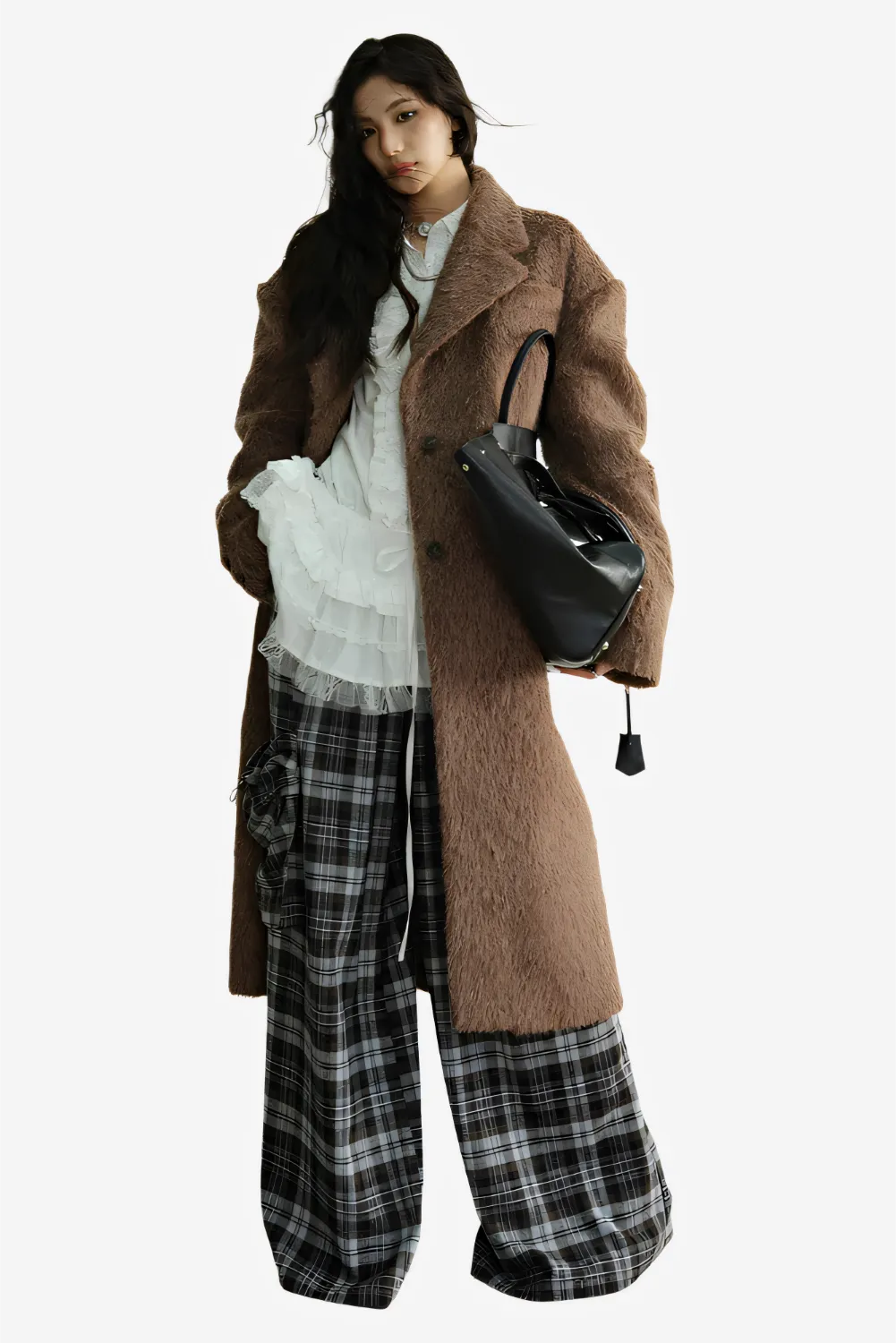 Urban Slate Plaid Wide-Leg Pants