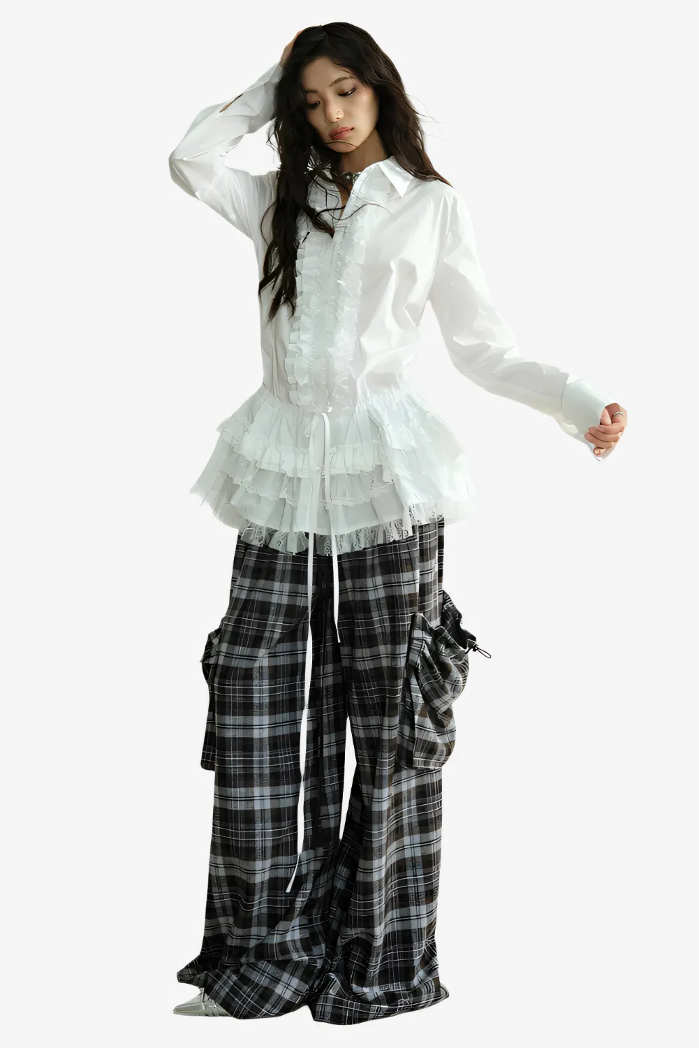 Urban Slate Plaid Wide-Leg Pants