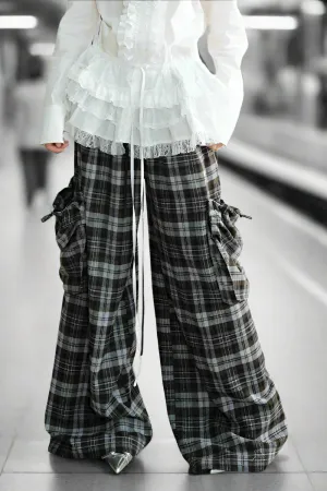 Urban Slate Plaid Wide-Leg Pants