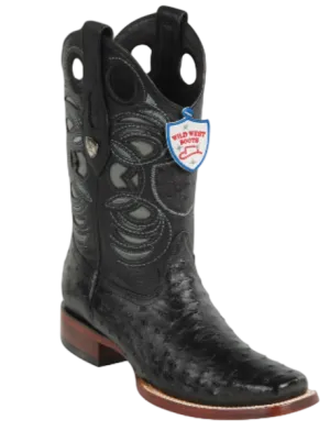 Wild West Botas de Avestruz Horma Rodeo Black