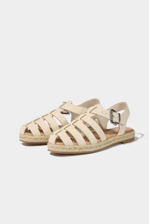 Woman Flat Sole Faux Leather Espadrille Shoes