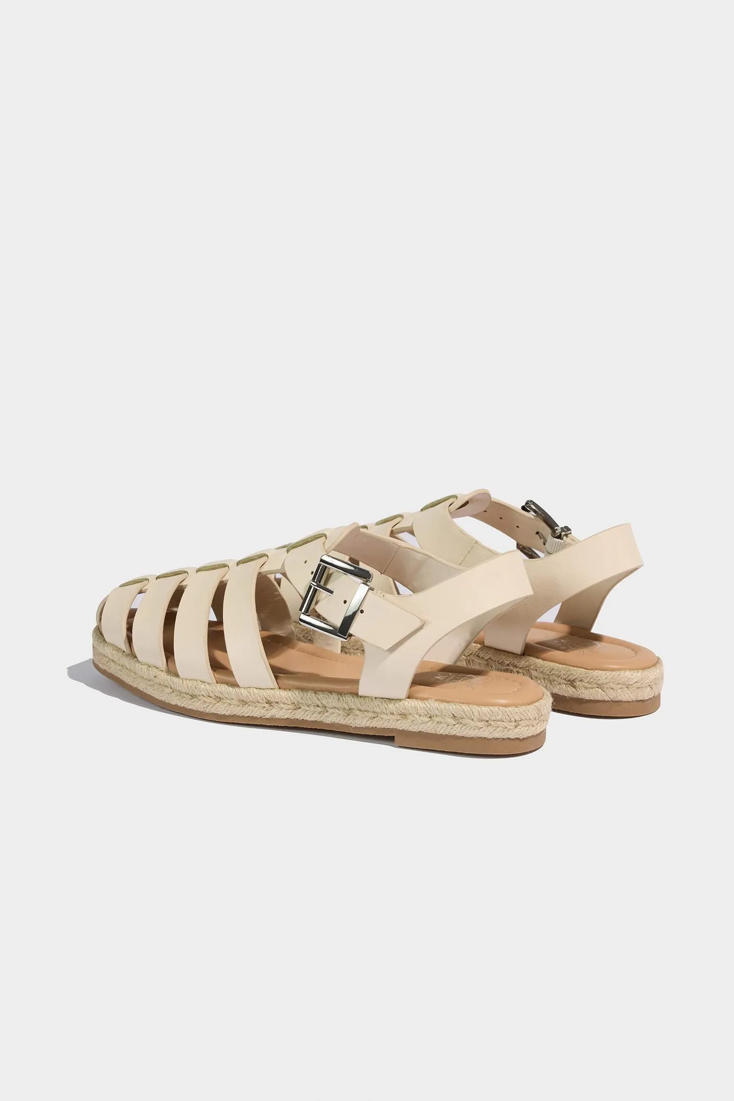 Woman Flat Sole Faux Leather Espadrille Shoes