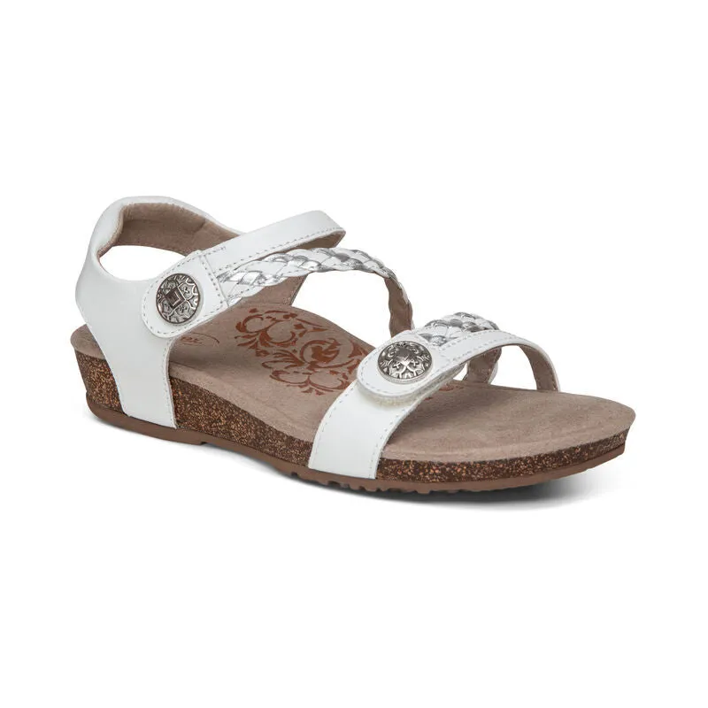 WOMEN'S AETREX JILLIAN BRAIDED QUARTER STRAP SANDAL | WHITE