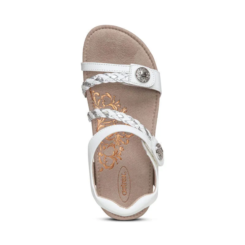 WOMEN'S AETREX JILLIAN BRAIDED QUARTER STRAP SANDAL | WHITE
