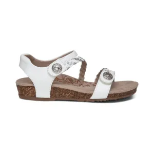 WOMEN'S AETREX JILLIAN BRAIDED QUARTER STRAP SANDAL | WHITE