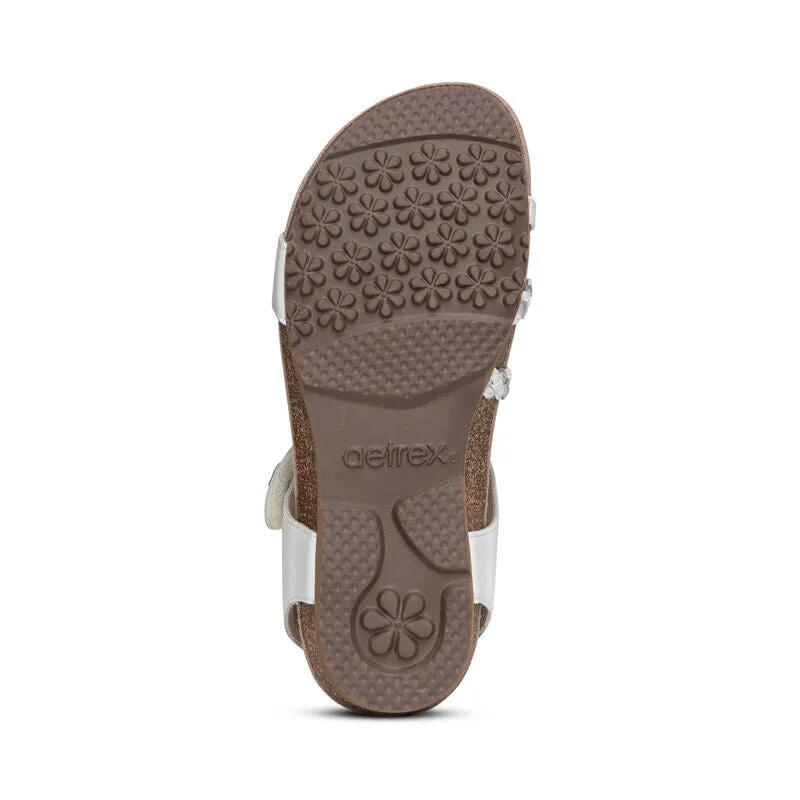 WOMEN'S AETREX JILLIAN BRAIDED QUARTER STRAP SANDAL | WHITE