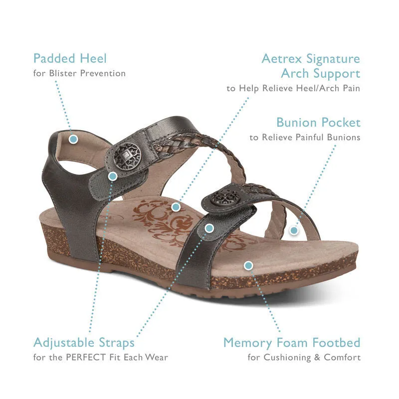 WOMEN'S AETREX JILLIAN BRAIDED QUARTER STRAP SANDAL | WHITE