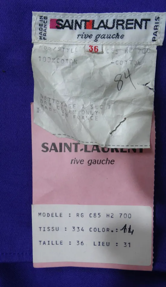 Yves Saint Laurent Purple Cotton Dress