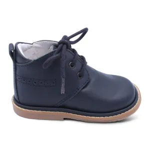 'Zachary' Boys Navy Leather Lace Boots