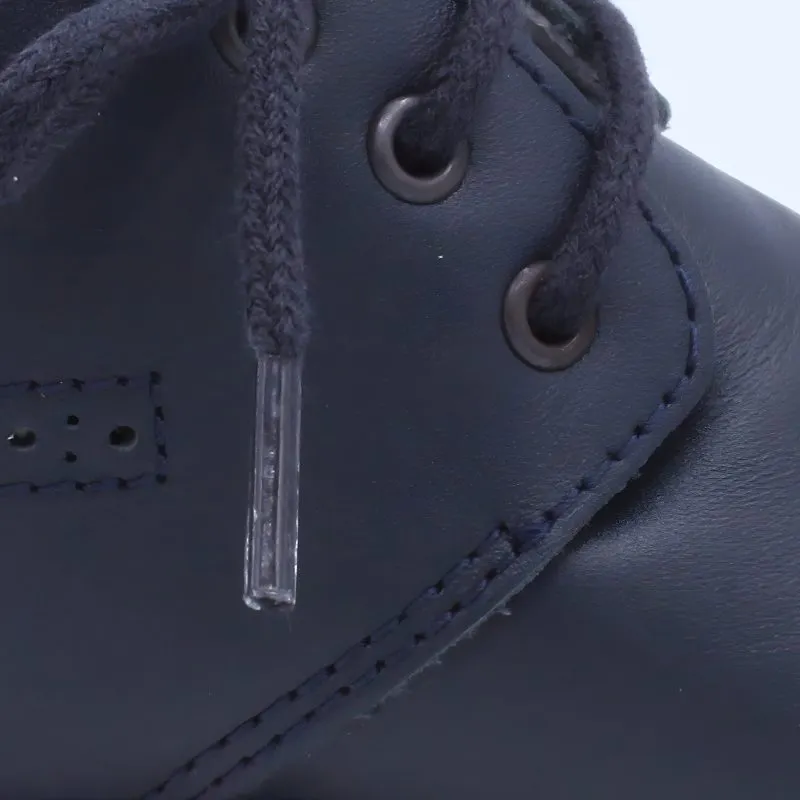 'Zachary' Boys Navy Leather Lace Boots